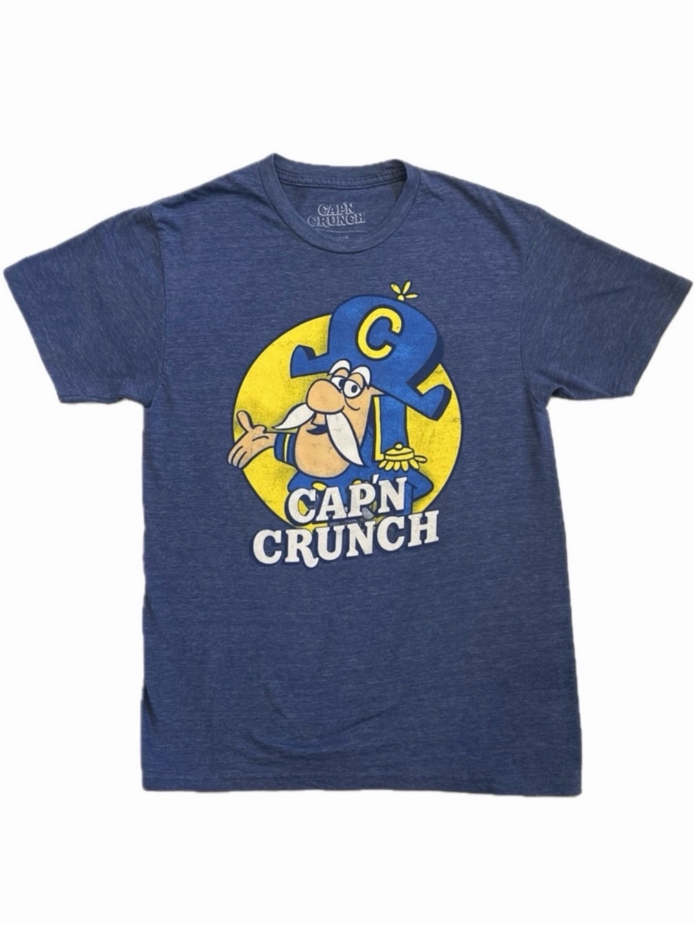 Cap’n Crunch Graphic Tee Retro Unisex Heather Blue Yellow Men’s Medium M